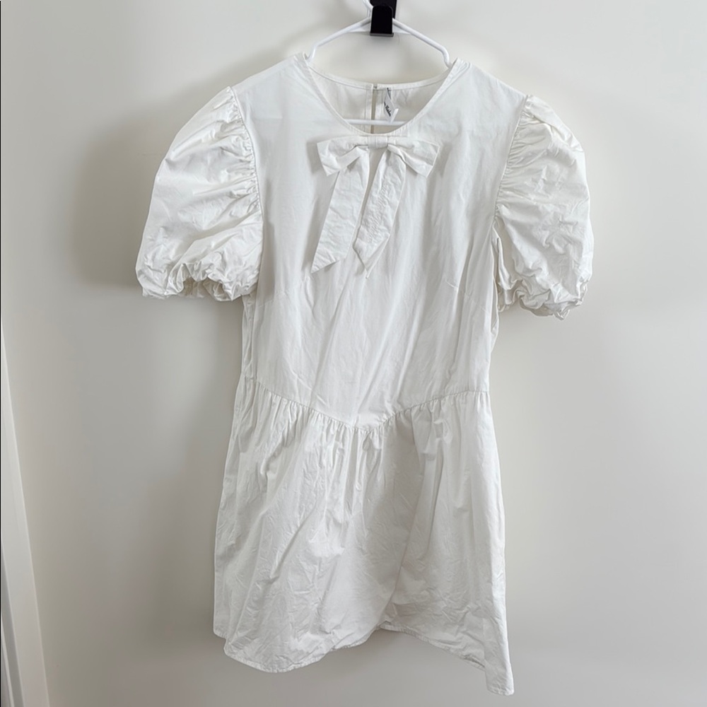 White Puff Sleeve Sundress with Peter Pan Collar